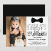 Little Man First Birthday Invitation Kaart (Voorkant / Achterkant)