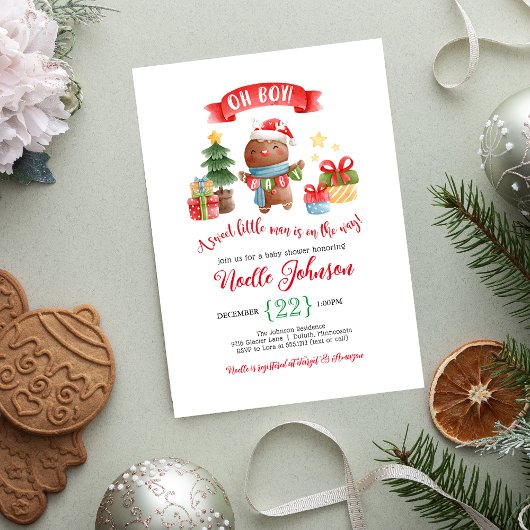 Little Man Gingerbrood Baby shower Invitation Kaart
