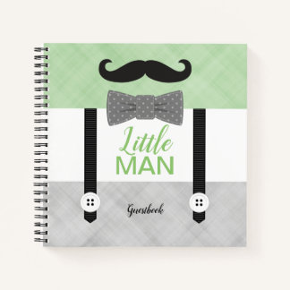 Little man groen grijs babyboy shower gastenboek notitieboek