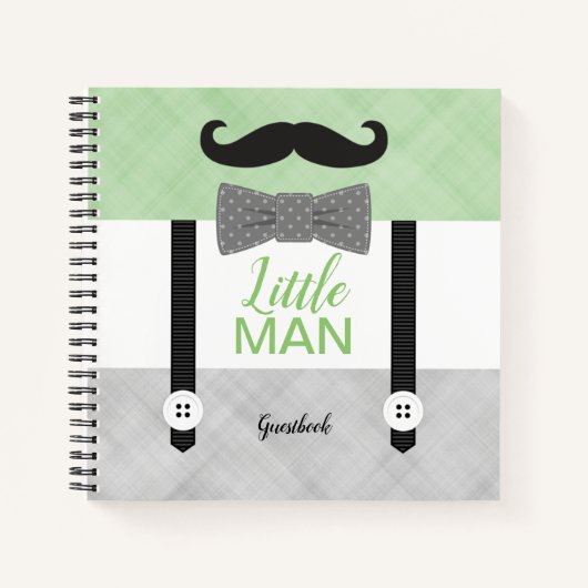 Little man groen grijs babyboy shower gastenboek notitieboek (Voorkant)