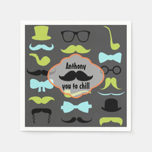 Little Man Hipster Mustache Birthday Party Servet (Voorkant)
