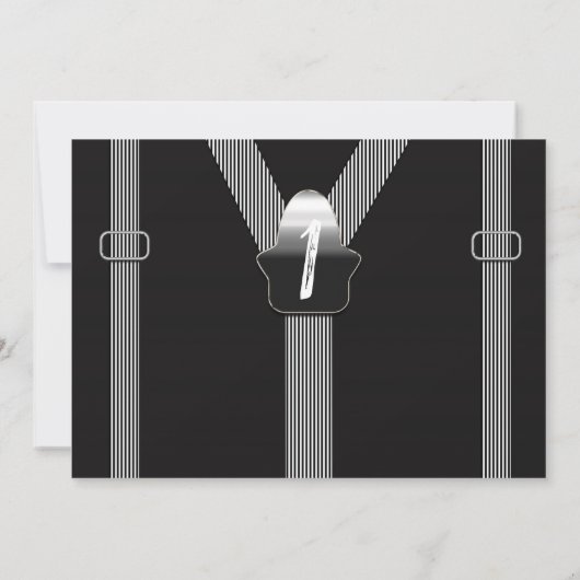 Little Man Hipster Suspenders 1e verjaardag foto Kaart (Achterkant)