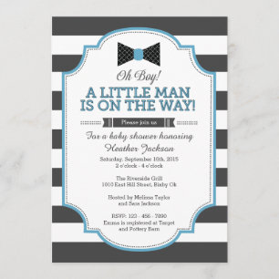 Little Man Invitation, Bow Stropdas Invitation 5x7 Kaart