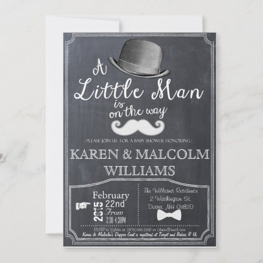 Little Man Lil Man Baby shower Invitation Kaart (Voorkant)