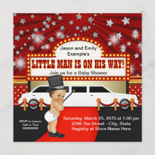 Little Man Limousine Movie Star Baby shower Kaart