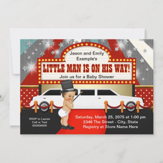 Little Man Limousine Movie Star Baby shower Kaart (Voorkant)