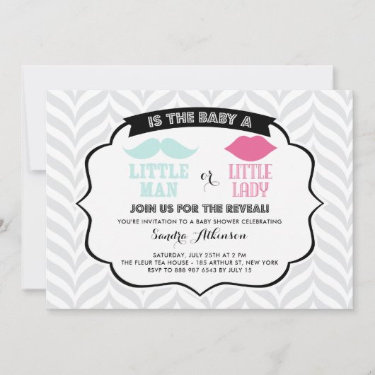 Little Man Little Lady Gender onthullen Baby showe Kaart (Voorkant)