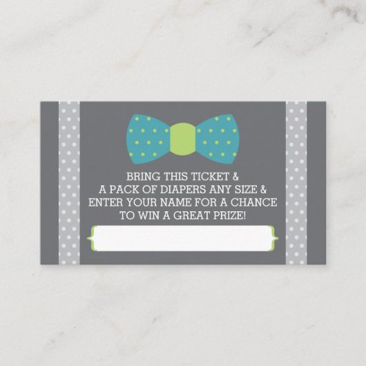 Little Man Luier Raffle Ticket, Blauwgroen, Limoen Informatiekaartje (Voorkant)