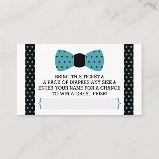 Little Man Luier Raffle Ticket, Blauwgroen, Zwart Informatiekaartje (Voorkant)