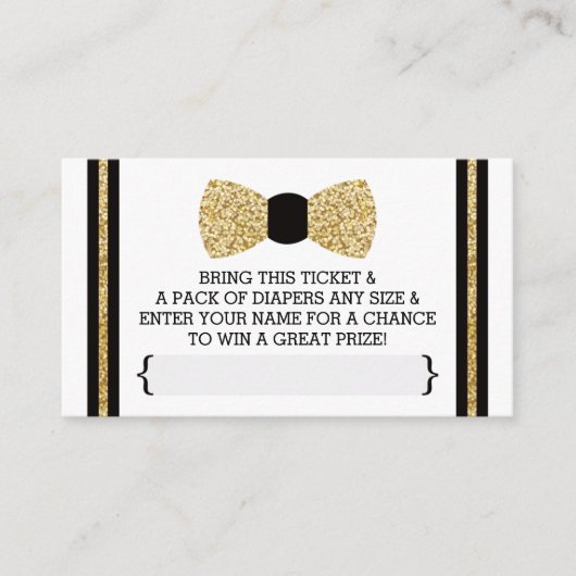 Little Man Luier Raffle Ticket, Goud, Zwart Informatiekaartje (Voorkant)