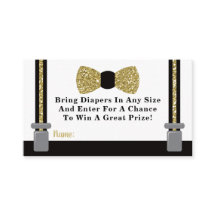 Little Man Luier Raffle Ticket, Goud, Zwart