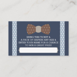 Little Man Luier Raffle Ticket, Marineblauw, Bruin Informatiekaartje