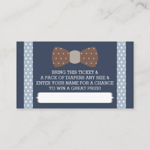 Little Man Luier Raffle Ticket, Marineblauw, Bruin Informatiekaartje