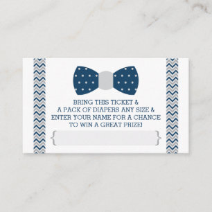 Little Man Luier Raffle Ticket, Marineblauw, Grijs Informatiekaartje