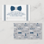 Little Man Luier Raffle Ticket, Marineblauw, Grijs Informatiekaartje (Voorkant / Achterkant)