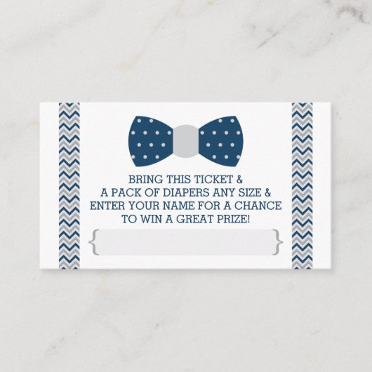 Little Man Luier Raffle Ticket, Marineblauw, Grijs Informatiekaartje (Voorkant)