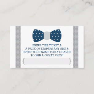 Little Man Luier Raffle Ticket, Marineblauw, Grijs Informatiekaartje