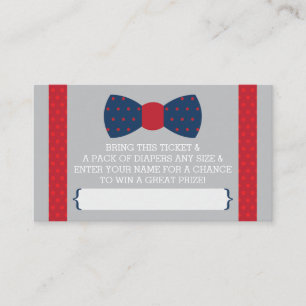 Little Man Luier Raffle Ticket, Navy blauw, rood Informatiekaartje