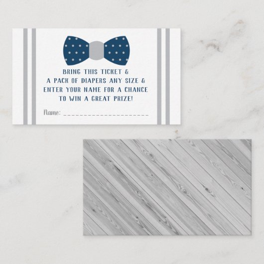 Little Man Luier Raffle Ticket, Navy, Grijs Informatiekaartje (Voorkant / Achterkant)