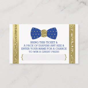 Little Man Luier Raffle Ticket, Royal Blue, Goud Informatiekaartje