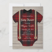 Little Man Lumberjack Boy Baby shower Invitation Kaart (Voorkant)