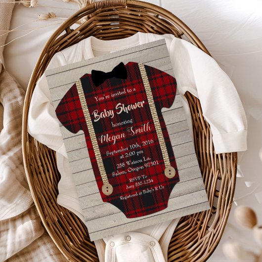 Little Man Lumberjack Boy Baby shower Invitation Kaart