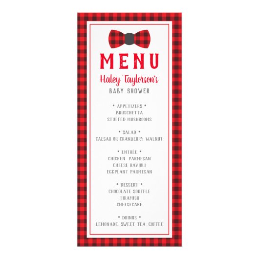 Little Man Menu Kaart, Baby shower (Voorkant)