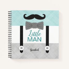 Little man mint grijs babyboy shower gastenboek notitieboek