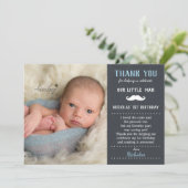 Little Man Mustache 1st Birthday Boy Chalkboard Bedankkaart (Staand voorkant)