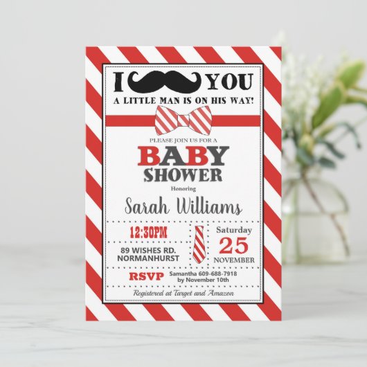 Little Man Mustache Baby shower Baby Boy Kaart (Staand voorkant)