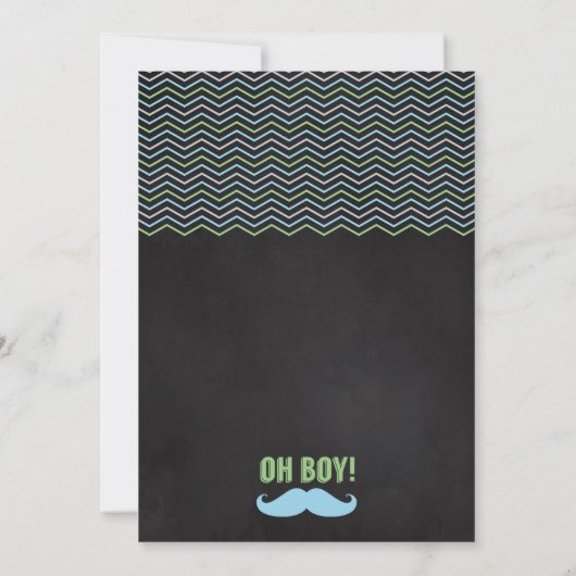 Little Man Mustache Baby shower Invitation Chalkb Kaart (Achterkant)