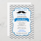 Little Man Mustache Baby shower Invitation Kaart (Voorkant / Achterkant)