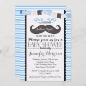 Little Man Mustache Baby shower Invitation Kaart (Voorkant / Achterkant)