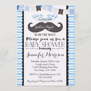 Little Man Mustache Baby shower Invitation Kaart