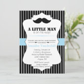 Little Man Mustache Baby shower Invitation Kaart (Staand voorkant)