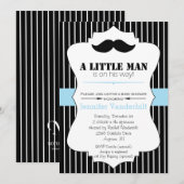 Little Man Mustache Baby shower Invitation Kaart (Voorkant / Achterkant)