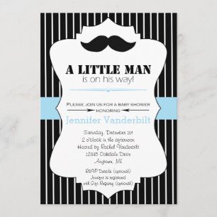 Little Man Mustache Baby shower Invitation Kaart
