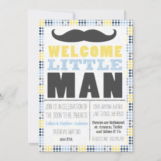 Little Man Mustache Baby shower Invitation Kaart