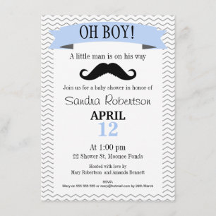 Little Man Mustache Baby shower Invitation Kaart