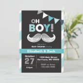 Little Man Mustache Baby shower Invitation Kaart (Staand voorkant)