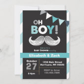 Little Man Mustache Baby shower Invitation Kaart (Voorkant)