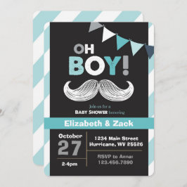 Little Man Mustache Baby shower Invitation Kaart