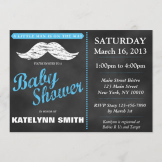Little Man Mustache Baby shower Invite Kaart