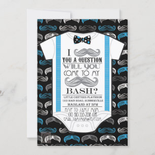 Little Man/Mustache Bash Baby shower Invitation Kaart