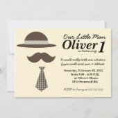 Little Man Mustache Bash Birthday Invitation Kaart (Voorkant)