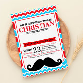 Little Man Mustache Bash Birthday Party Invitation Kaart
