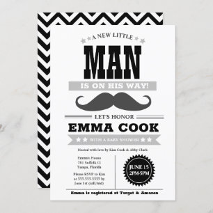 Little Man Mustache Bash Boy Baby shower Kaart