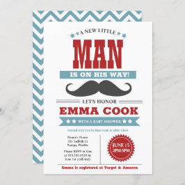 Little Man Mustache Bash Boy Baby shower Kaart