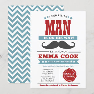 Little Man Mustache Bash Boy Baby shower Kaart