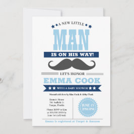 Little Man Mustache Bash Boy Baby shower Kaart